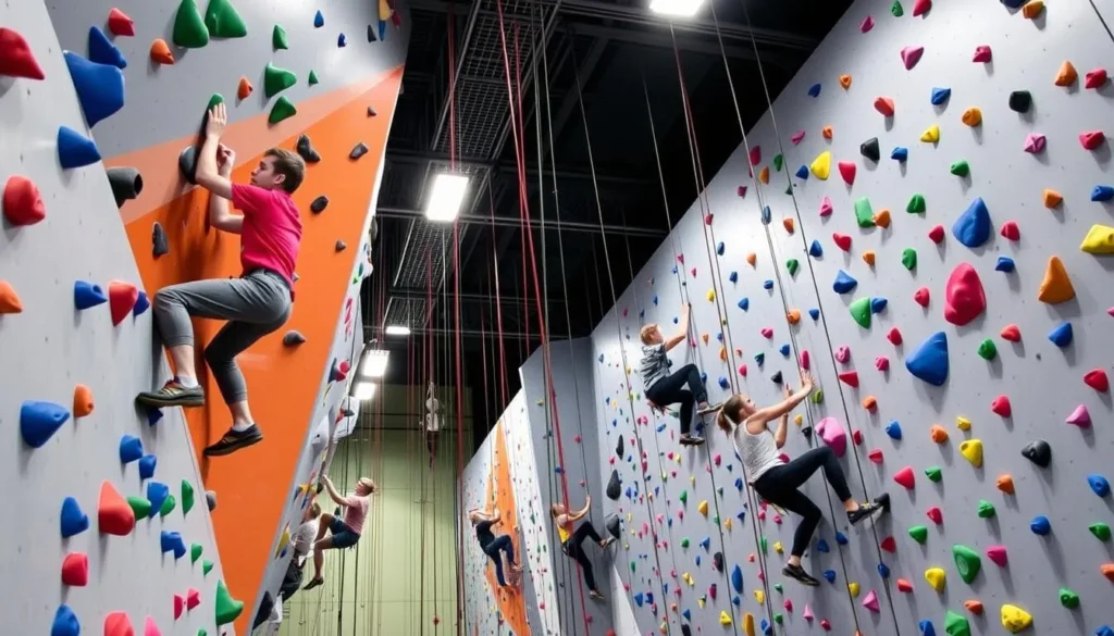 Image of climbers ascending walls at The Gravity Vault, Hoboken