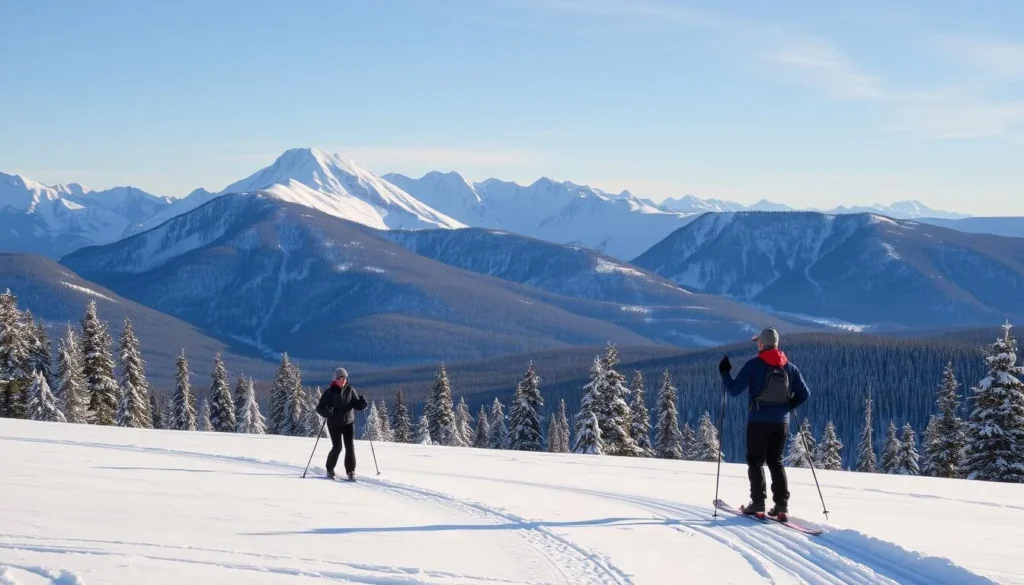 Image of cross-country skiers at MacDonald Pass near Helena, Montana