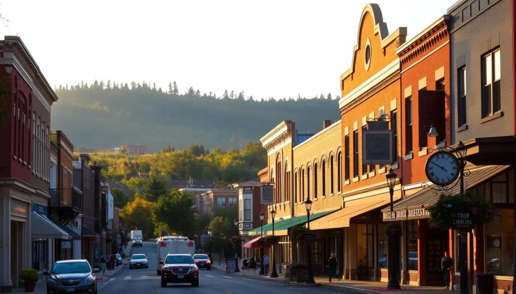 Image of downtown Klamath Falls with historic buildings and local shops