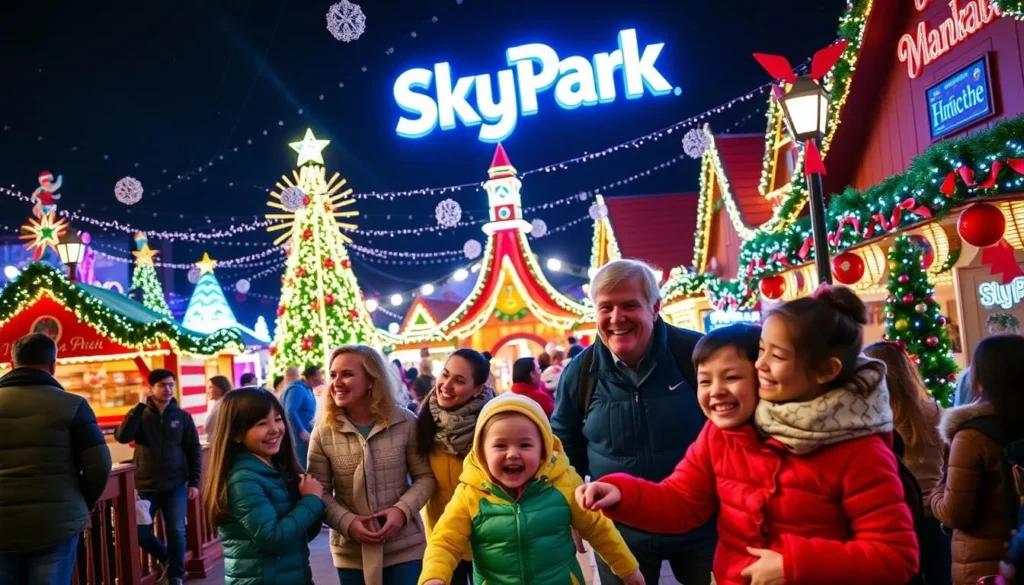 Image of families enjoying SkyPark at Santa's Village