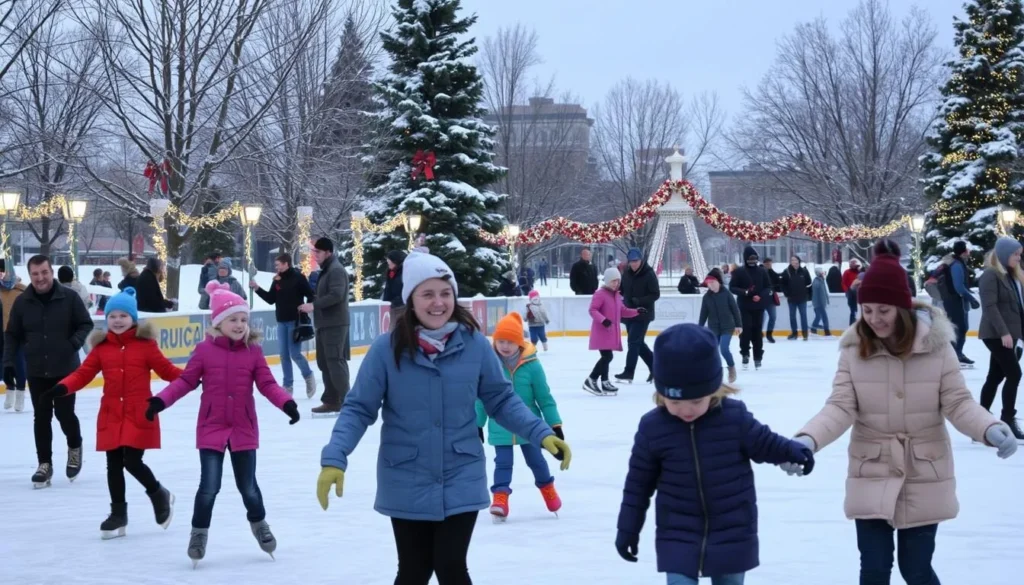 Image of families ice skating at Memorial Park in Helena, Montana