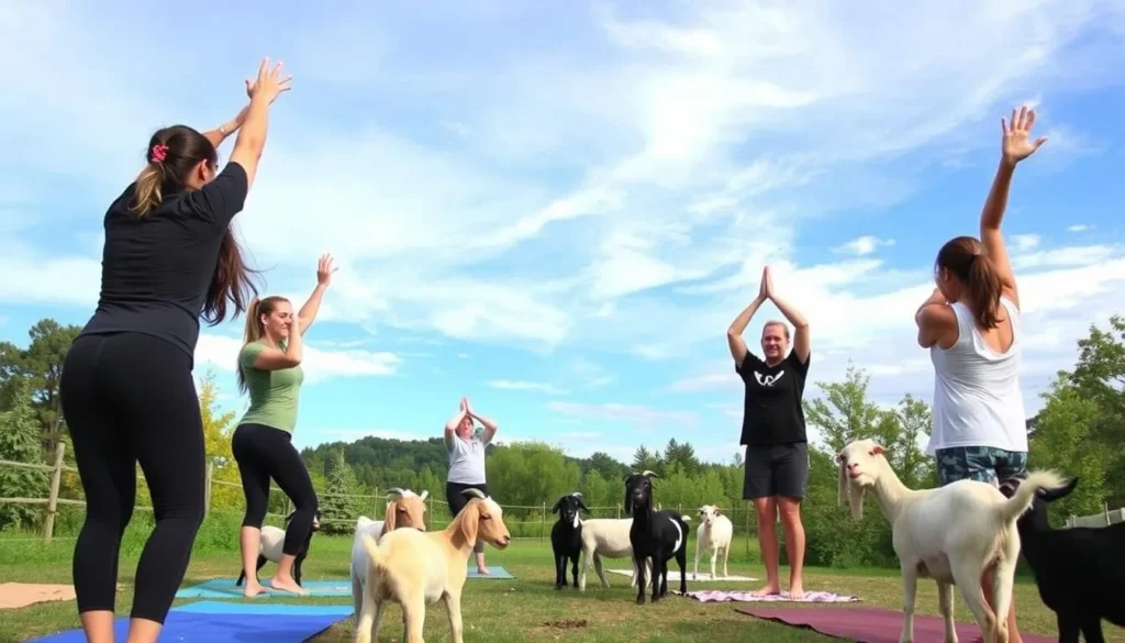 Image of goat yoga at No Regrets Farm & Sanctuary