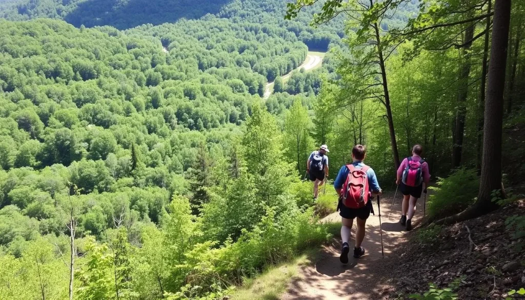 Image of hikers on the Archer's Fork Loop trail in Wayne National Forest