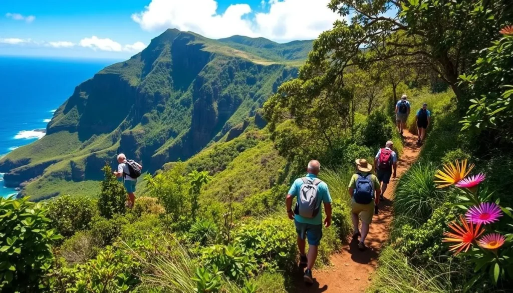 Image of hikers on the Kalaupapa Trail
