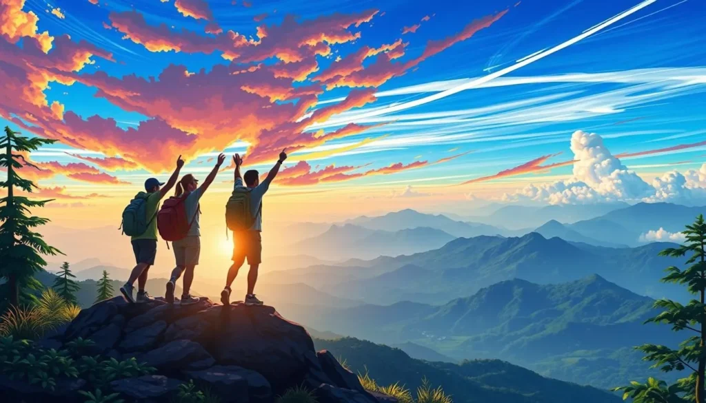 Image of hikers reaching the summit of Mount Balagbag with a breathtaking view of the Sierra Madre Mountain Ranges