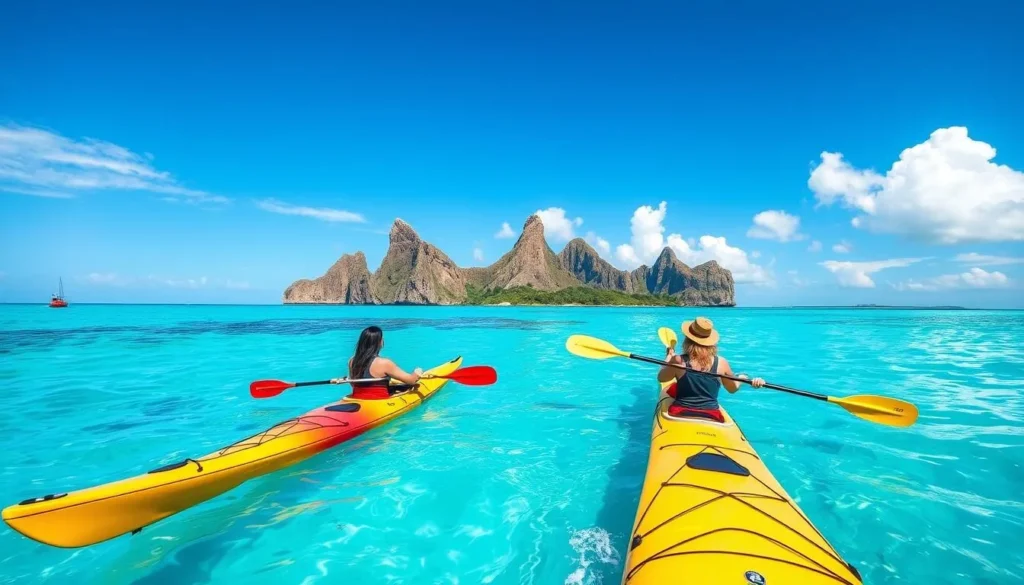 Image of kayakers paddling to the Mokulua Islands