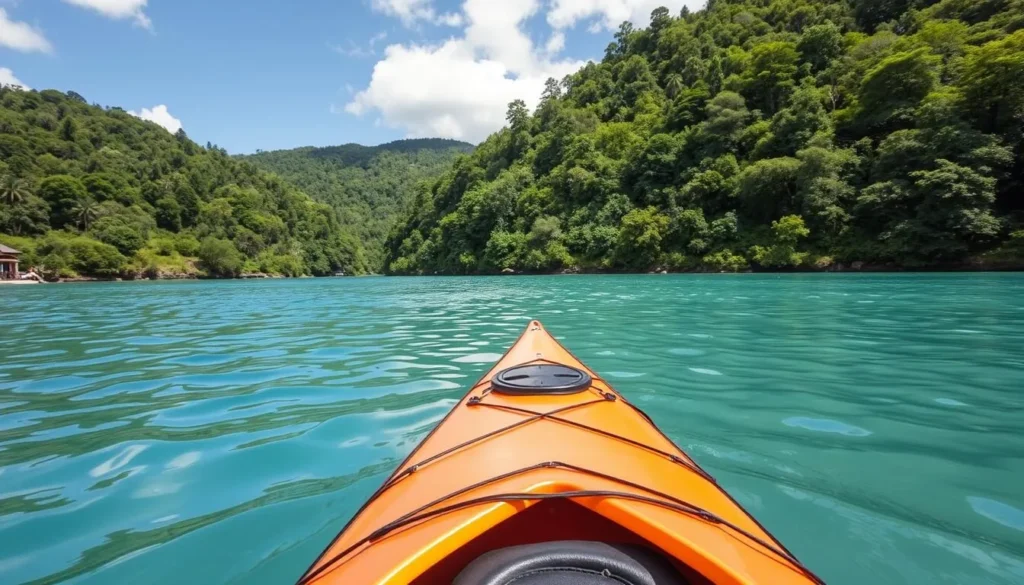Image of kayaking through San Salvador's inland lakes