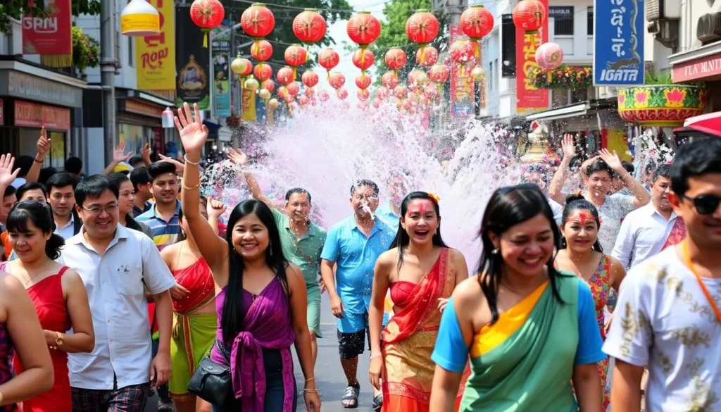 Image of people celebrating Songkran Festival in Pattaya