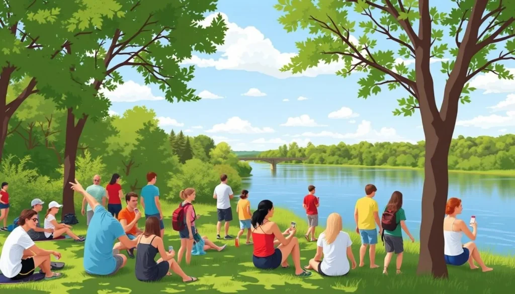 Image of people enjoying outdoor activities along the Missouri River in Washington, Missouri