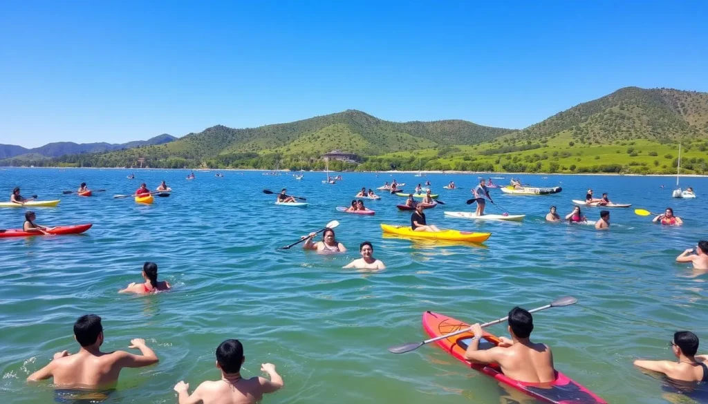 Image of people enjoying water activities at Spanish Flat Reservoir