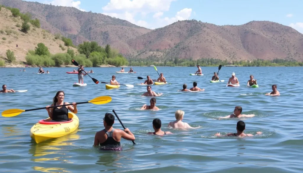 Image of people enjoying water activities at Willow Creek Reservoir