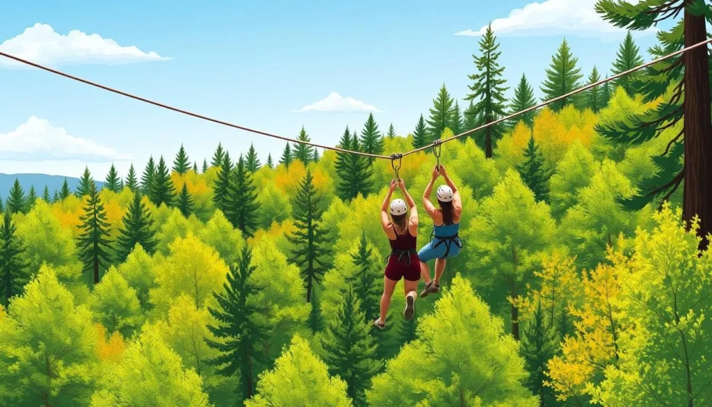Image of people ziplining through the forest in Big Bear