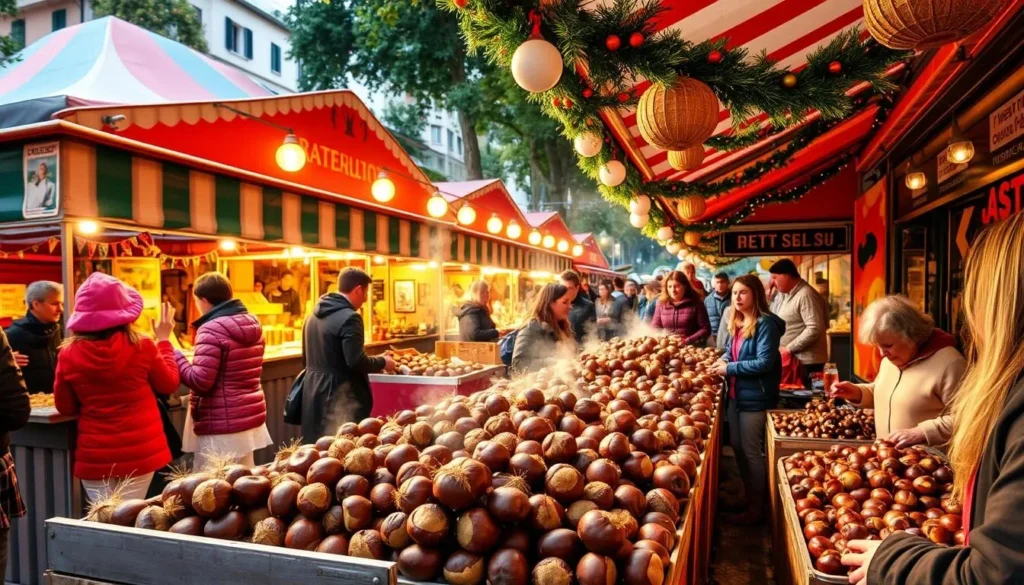Image of roasted chestnuts being sold at the Chestnut Festival in Ascona