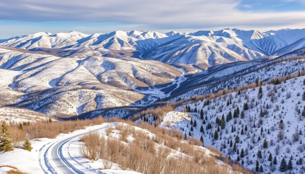 Image of snow-covered trails in Silverado Mountains