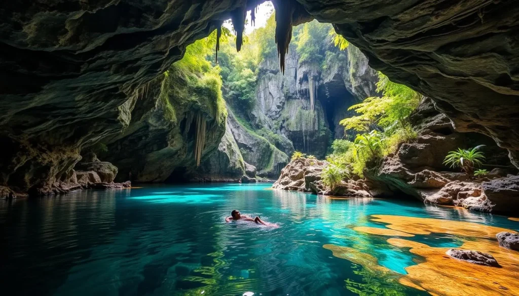 Image of swimming in the Tu Lan Cave System