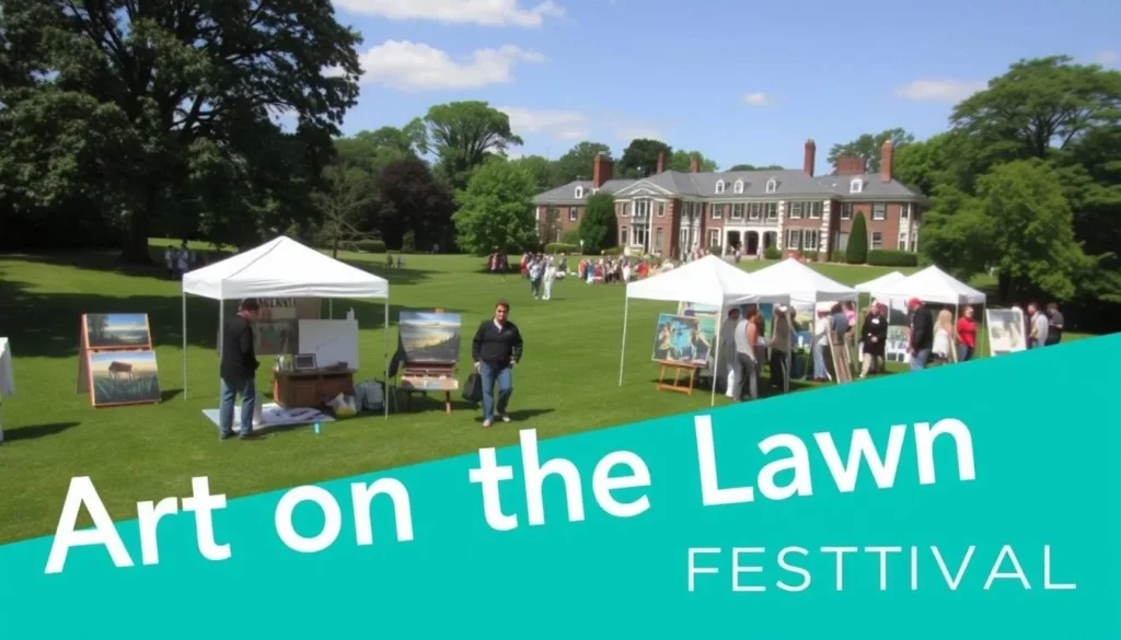 Image of the Art on the Lawn Festival with artists and their work