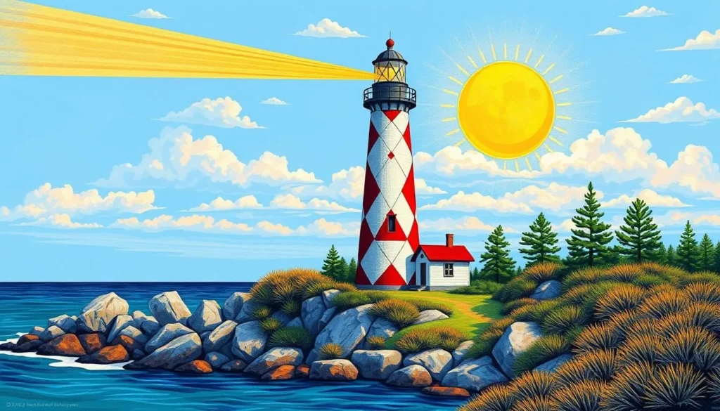 Image of the Cape Lookout Lighthouse with its distinctive diamond pattern