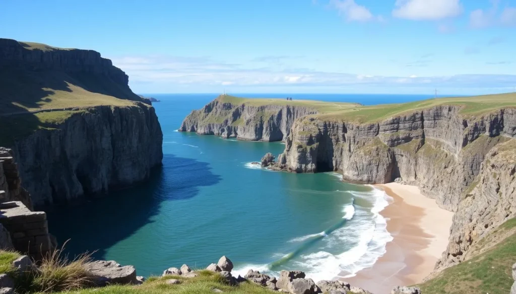Image of the Causeway Coastal Route with rugged cliffs and pristine beaches