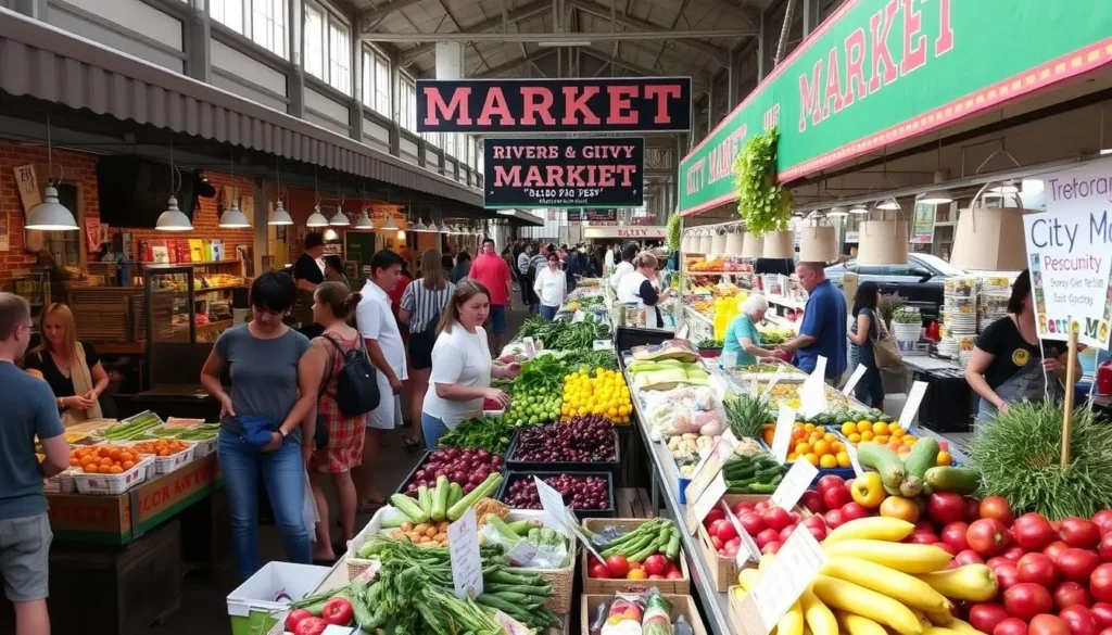 Image of the City Market in River Market, with fresh produce and specialty foods