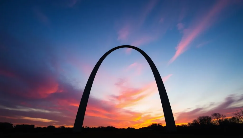 Image of the Gateway Arch at sunset