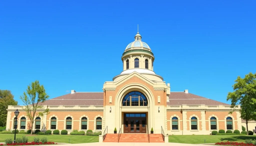 Image of the Hastings Museum and Planetarium building with a clear sky background