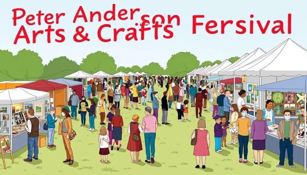 Image of the Peter Anderson Arts & Crafts Festival with crowds browsing through art stalls
