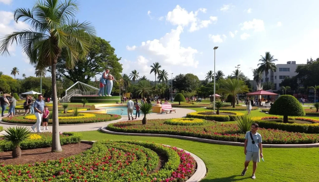 Image of the Urban Park of Bouaké with landscaped gardens and outdoor activities