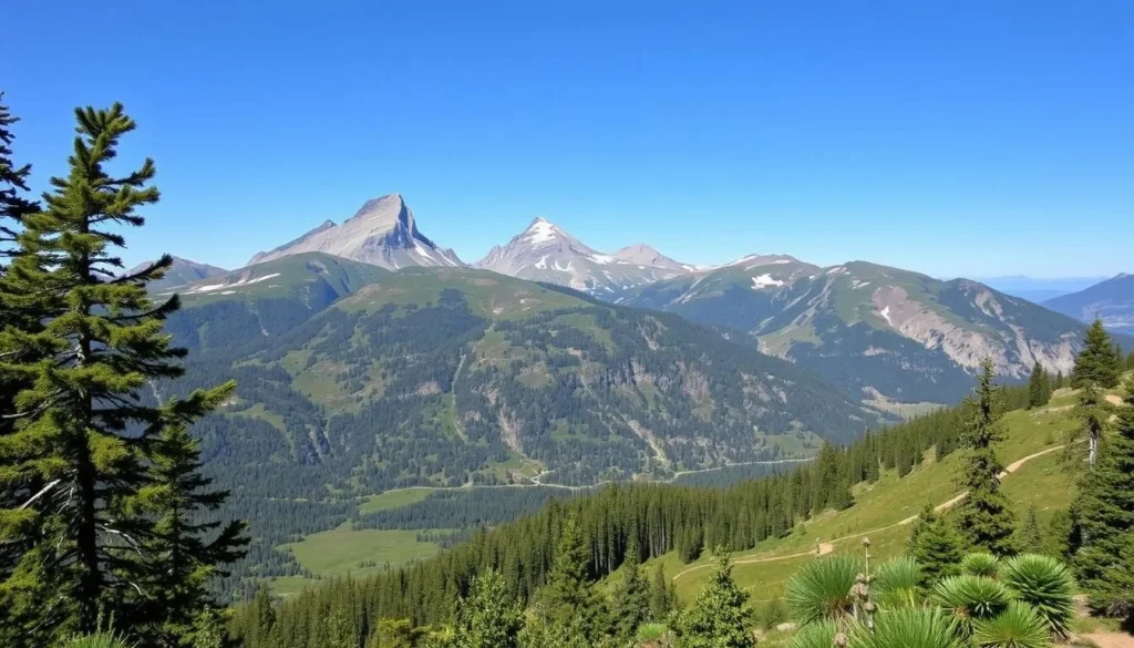 Image of the Whychus Overlook Trail with a scenic view of the Three Sisters mountain peaks