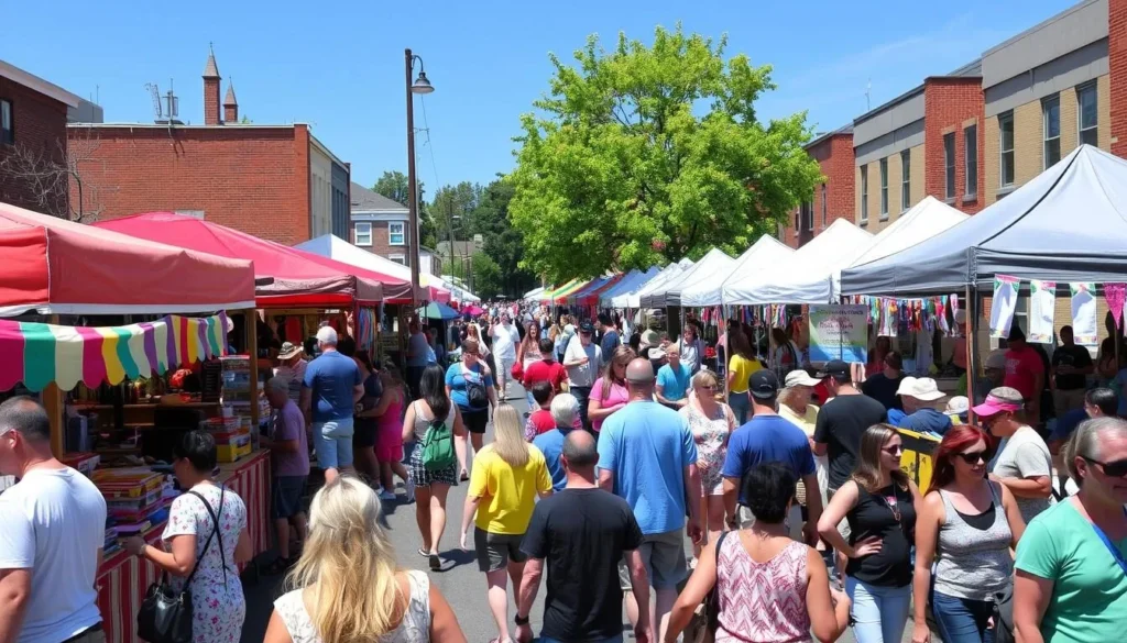 Image of the Yellow Springs Street Fair with booths and people