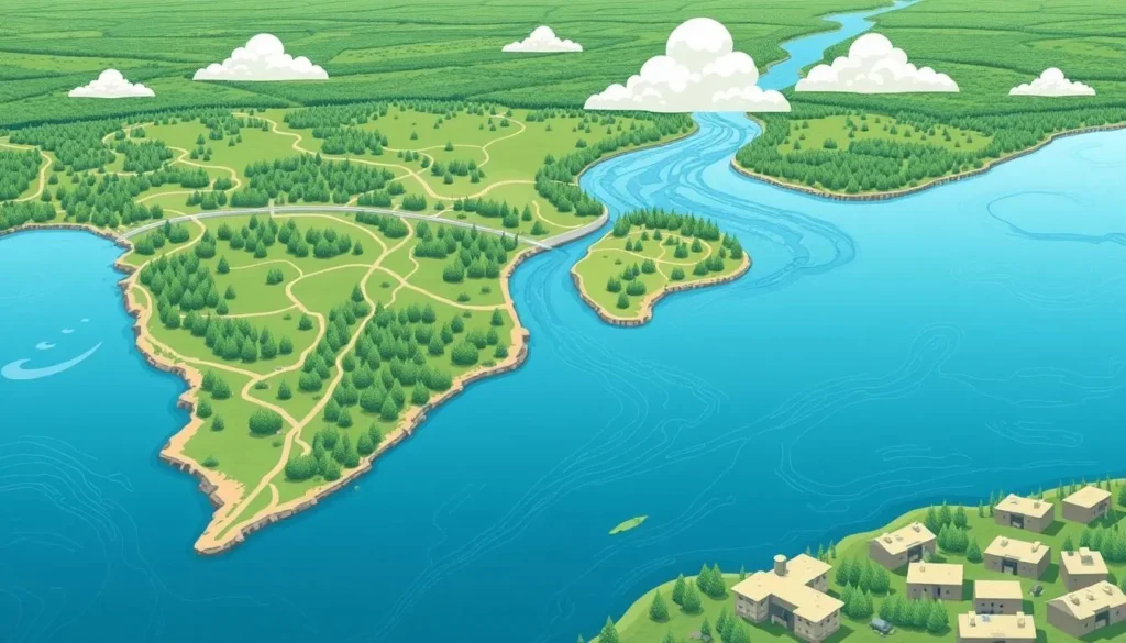 Image of the confluence of the Mississippi, Missouri, and Illinois Rivers