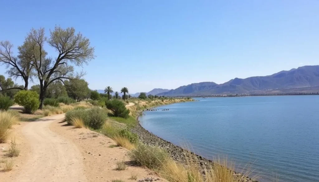 Image of the four-mile levee trail along Lake Elsinore's East End