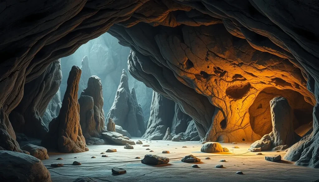 Image of the interior of Pluto's Cave with unique rock formations