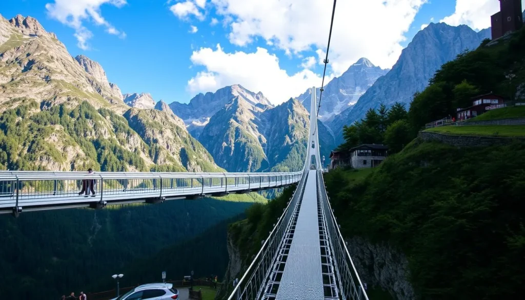 Image of the suspension bridge at Furi in Zermatt, Switzerland