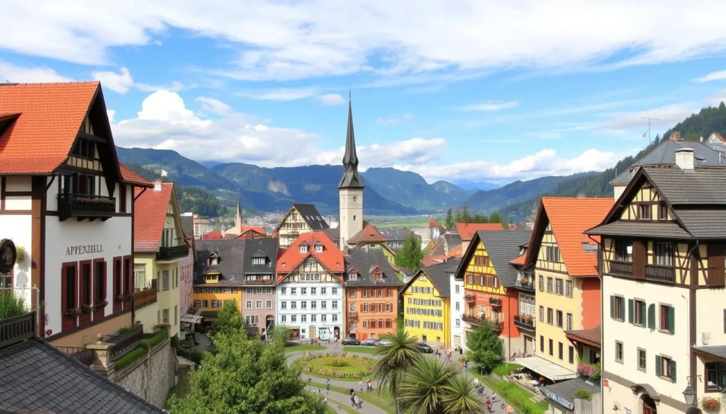 Image of the town Appenzell with its colorful buildings and traditional Swiss architecture