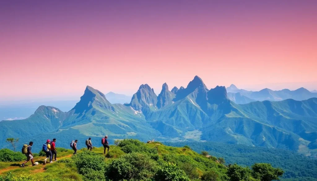 Image of trekkers in the Rwenzori Mountains