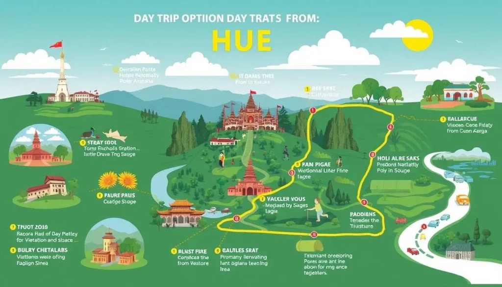 Image of various day trip options from Hue, Vietnam
