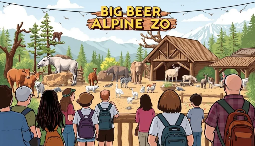 Image of visitors observing animals at the Big Bear Alpine Zoo