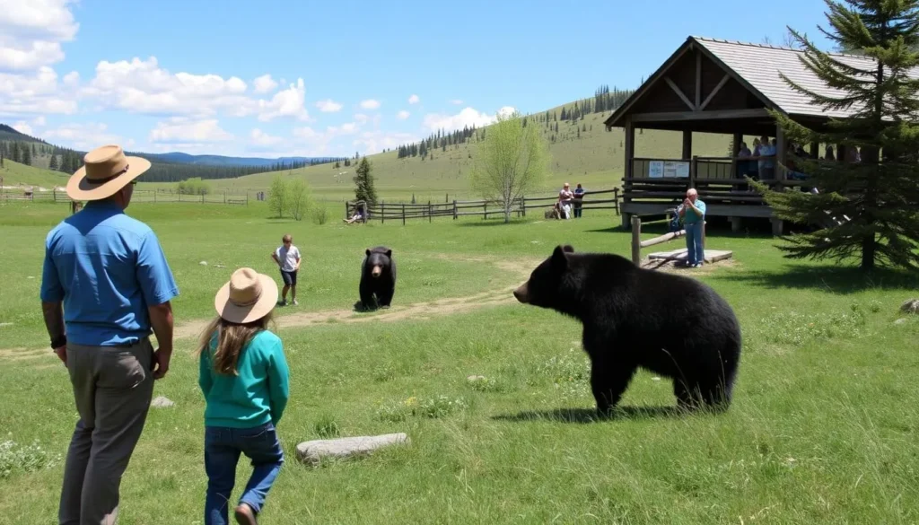 Image of visitors observing bears at Wildhaven Ranch