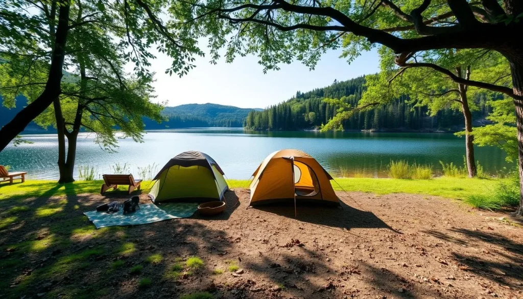 Imagine camping at a serene reservoir surrounded by nature's beauty.