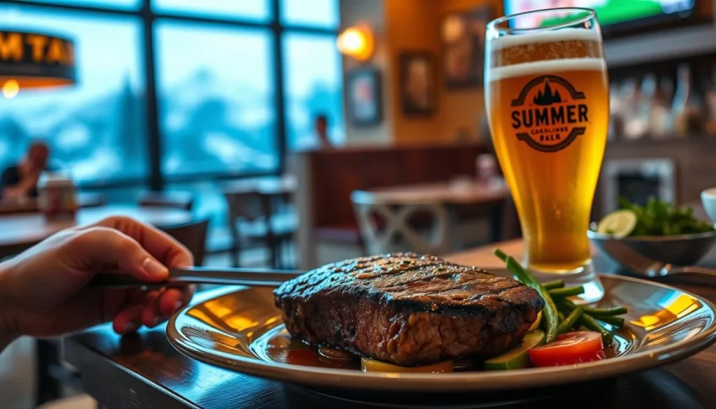 Imagine enjoying a delicious bison steak at The Summit or savoring a craft beer at the Carabiner Bar.