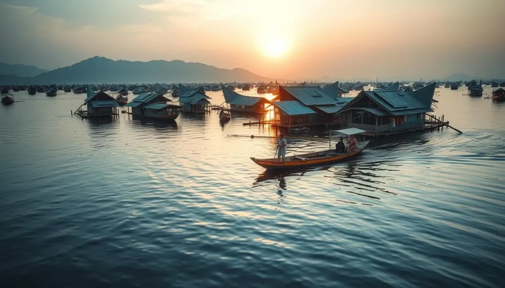 Imagine gliding through the serene waters of Tonle Sap Lake, surrounded by floating villages that are home to vibrant communities.