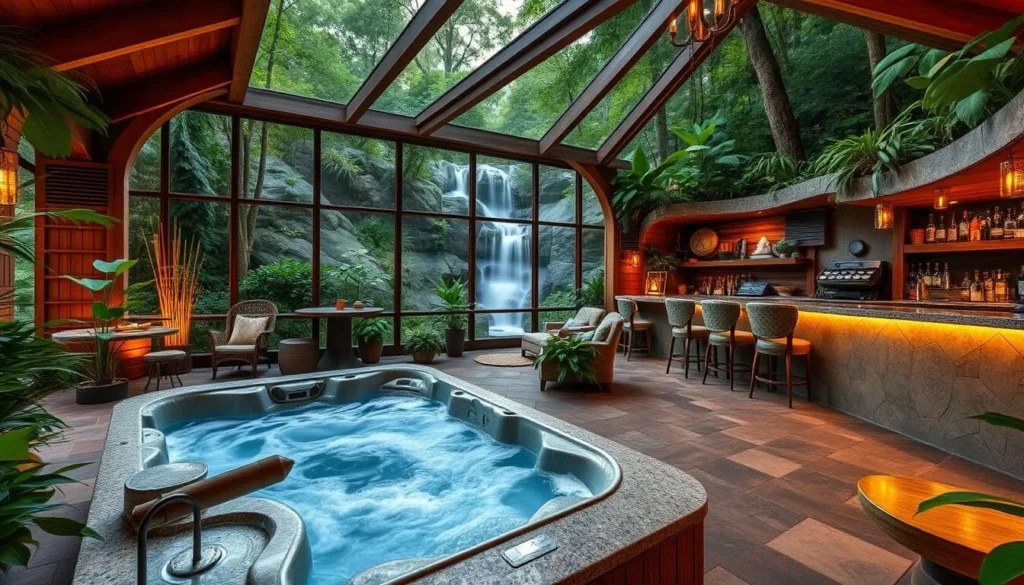 Imagine staying in a jungle-themed room complete with a hot tub, bar, and waterfall in the heart of New Hampshire.