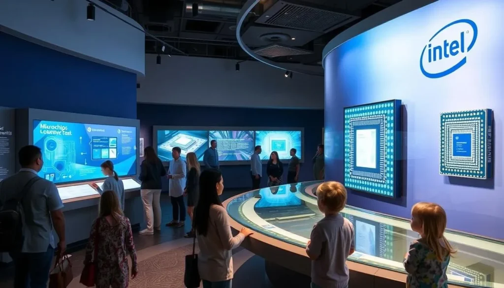 Interactive exhibit at the Intel Museum in Santa Clara County showing microchip technology Interactive exhibit at the Intel Museum in Santa Clara County showing microchip technology