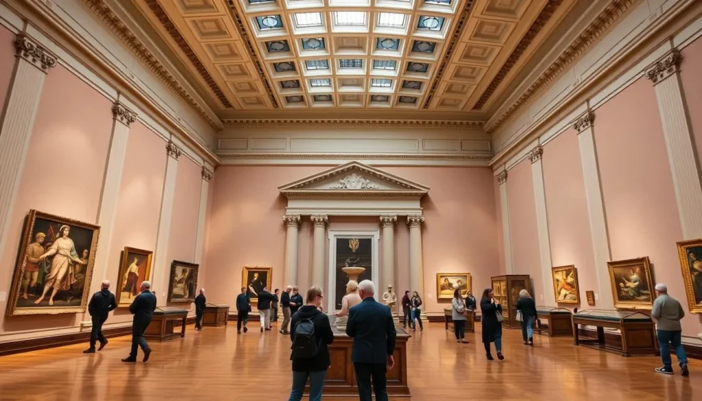 Interior gallery of The Walters Art Museum in Baltimore showing classical art collection Interior gallery of The Walters Art Museum in Baltimore showing classical art collection