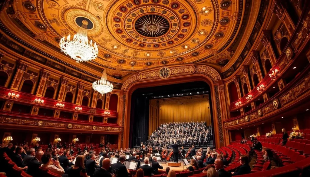 Interior of Kodak Hall at Eastman Theatre during a Rochester Philharmonic Orchestra performance Interior of Kodak Hall at Eastman Theatre during a Rochester Philharmonic Orchestra performance