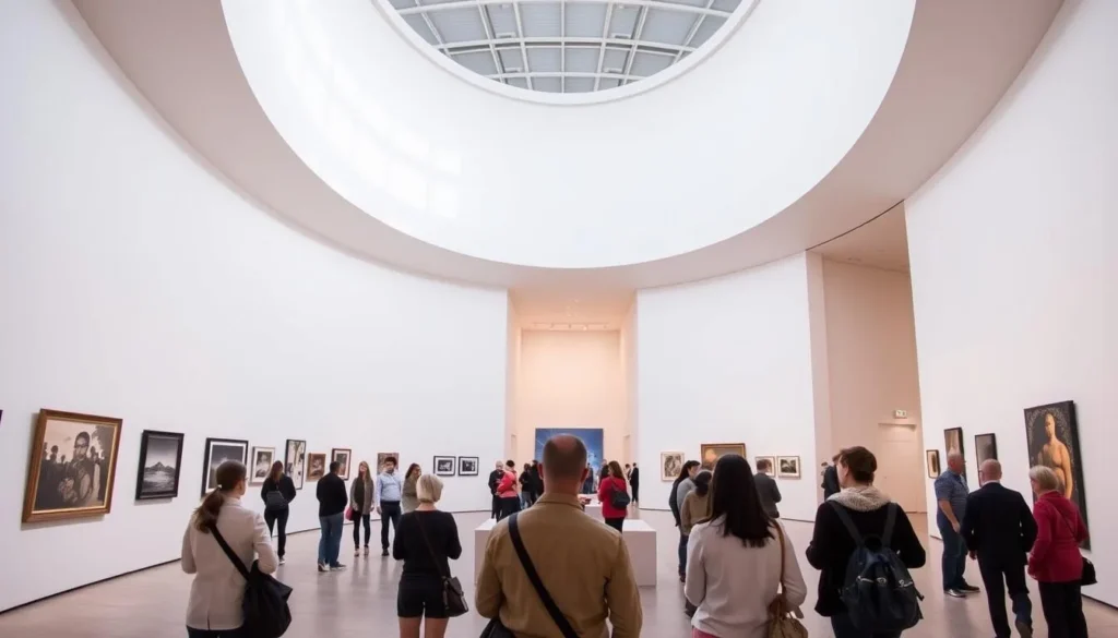Interior of the San Francisco Museum of Modern Art (SFMOMA) showing the distinctive architecture and art displays Interior of the San Francisco Museum of Modern Art (SFMOMA) showing the distinctive architecture and art displays