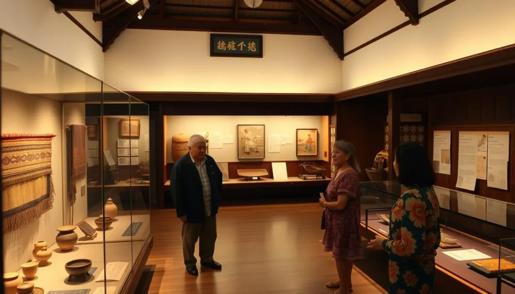 Interior of the Yonaguni Ethnographic Museum showing traditional artifacts and displays Interior of the Yonaguni Ethnographic Museum showing traditional artifacts and displays