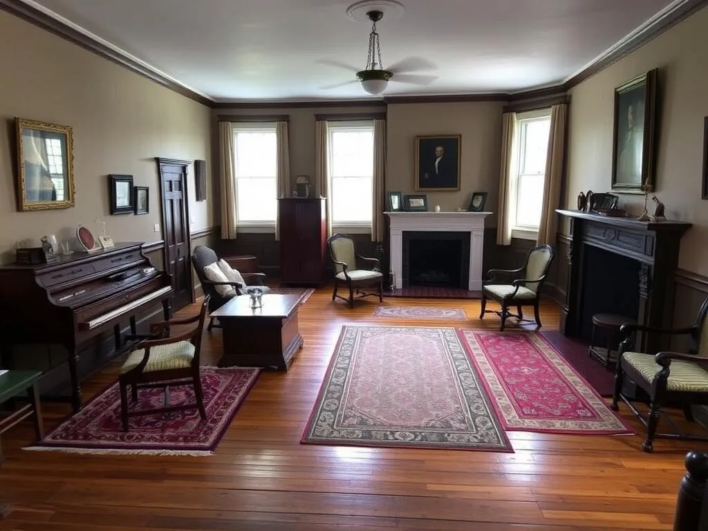 Interior room of Johnson Hall State Historic Site with period furniture and decor Interior room of Johnson Hall State Historic Site with period furniture and decor