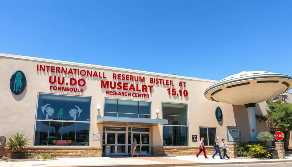 International UFO Museum and Research Center exterior in Roswell, New Mexico International UFO Museum and Research Center exterior in Roswell, New Mexico