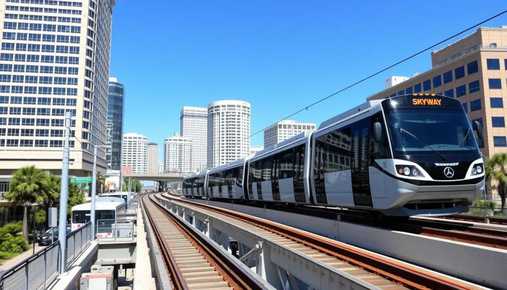 Jacksonville Skyway monorail system in downtown Duval County, Florida